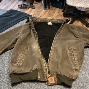 Vintage Carhartt Jacket J102 90s Brown Mesh Lined Duck Canvas Bomber - Size M